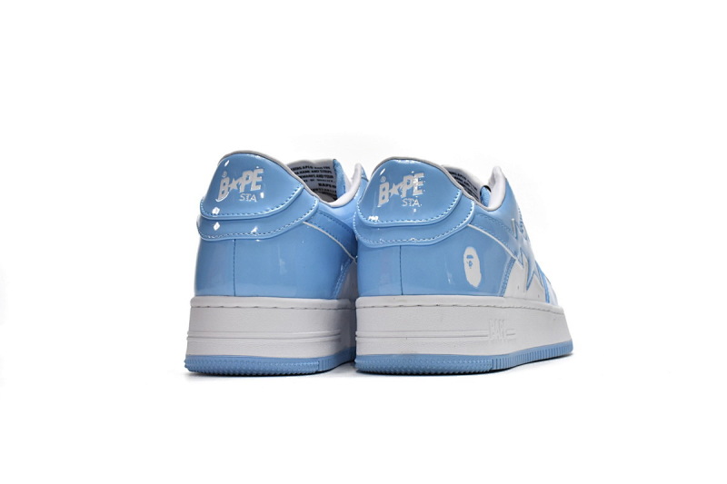【AD1BP】白兰镜面 跑量款芭比猿猴低帮板鞋 1M70-191-001 A Bathing Ape Bape Sta Low White Blue
