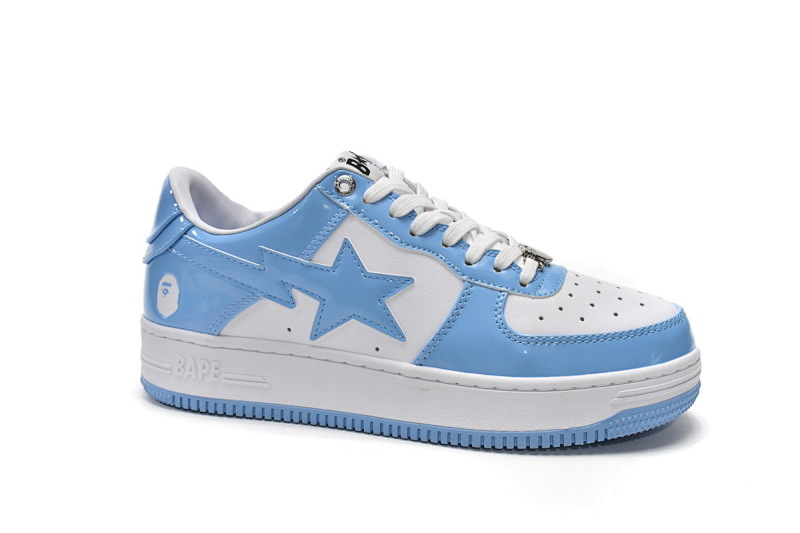 【AD1BP】白兰镜面 跑量款芭比猿猴低帮板鞋 1M70-191-001 A Bathing Ape Bape Sta Low White Blue