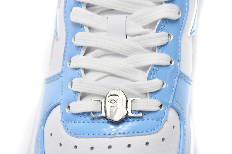 【AD1BP】白兰镜面 跑量款芭比猿猴低帮板鞋 1M70-191-001 A Bathing Ape Bape Sta Low White Blue