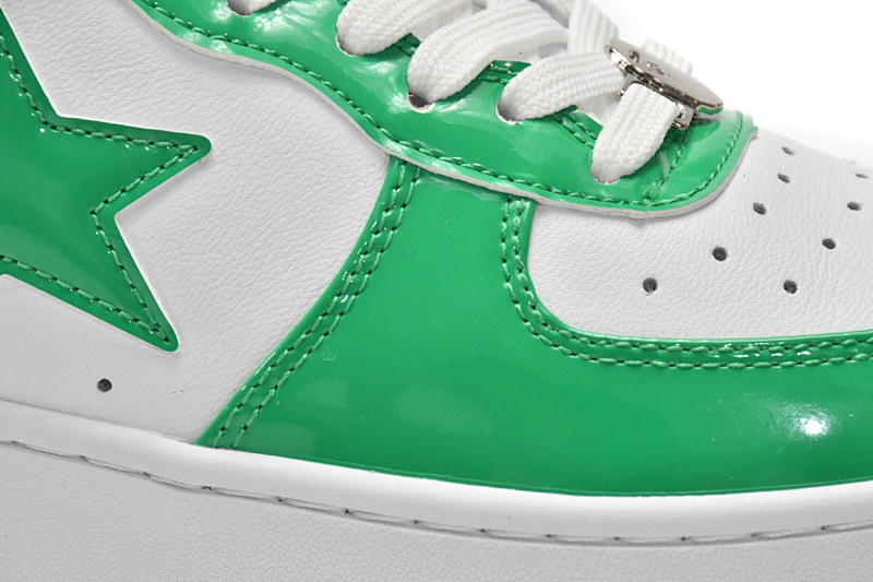 【AD1BP】白绿镜面 跑量款芭比猿猴低帮板鞋 1H70-191-001 A Bathing Ape Bape Sta Low White Green
