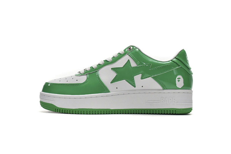 【AD1BP】白绿镜面 跑量款芭比猿猴低帮板鞋 1H70-191-001 A Bathing Ape Bape Sta Low White Green