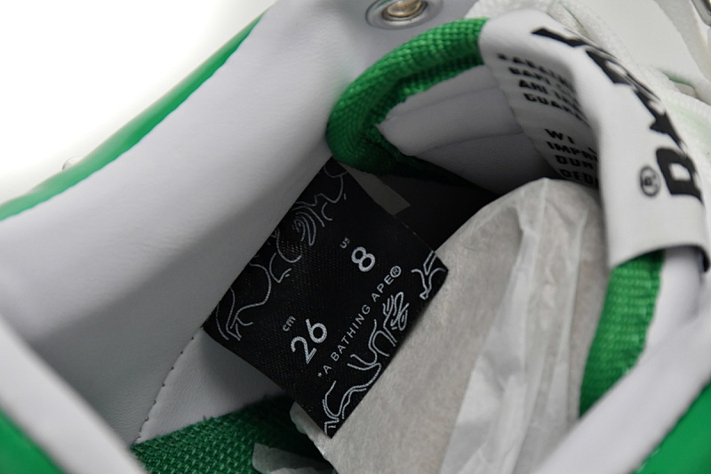 【AD1BP】白绿镜面 跑量款芭比猿猴低帮板鞋 1H70-191-001 A Bathing Ape Bape Sta Low White Green