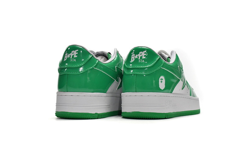 【AD1BP】白绿镜面 跑量款芭比猿猴低帮板鞋 1H70-191-001 A Bathing Ape Bape Sta Low White Green