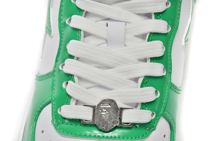 【AD1BP】白绿镜面 跑量款芭比猿猴低帮板鞋 1H70-191-001 A Bathing Ape Bape Sta Low White Green
