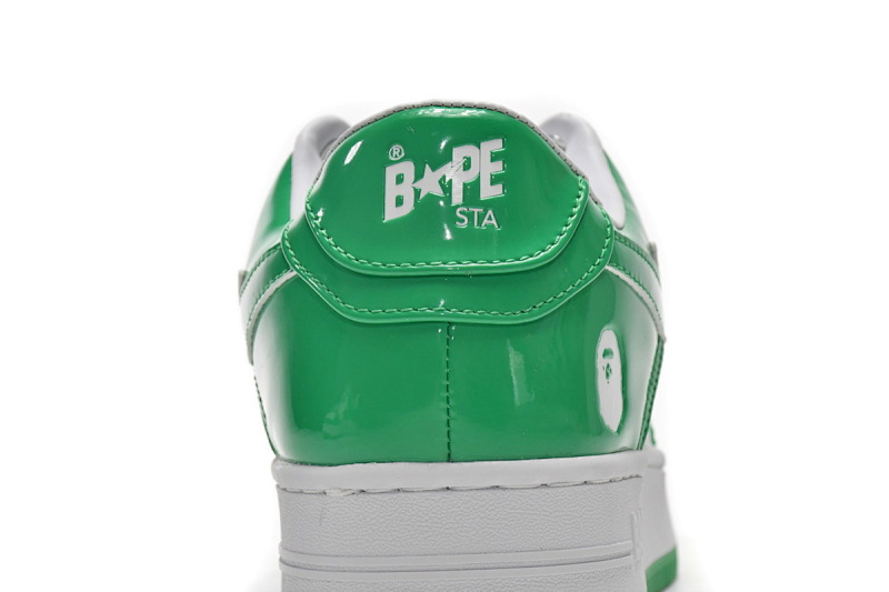 【AD1BP】白绿镜面 跑量款芭比猿猴低帮板鞋 1H70-191-001 A Bathing Ape Bape Sta Low White Green
