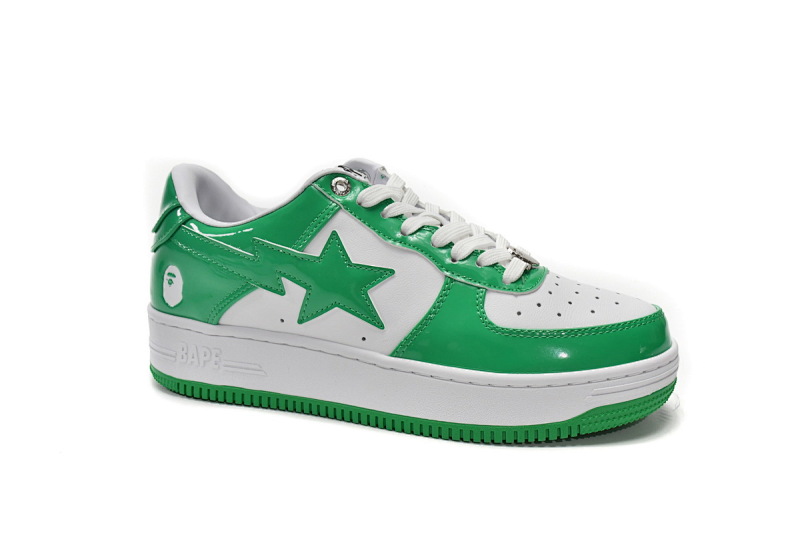 【AD1BP】白绿镜面 跑量款芭比猿猴低帮板鞋 1H70-191-001 A Bathing Ape Bape Sta Low White Green