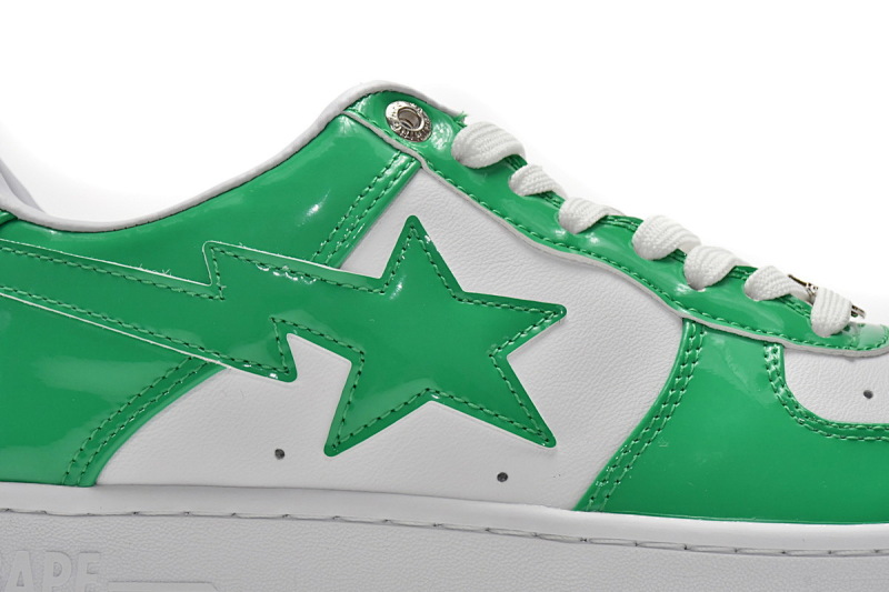 【AD1BP】白绿镜面 跑量款芭比猿猴低帮板鞋 1H70-191-001 A Bathing Ape Bape Sta Low White Green
