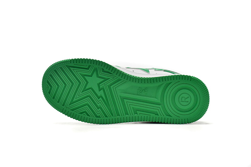 【AD1BP】白绿镜面 跑量款芭比猿猴低帮板鞋 1H70-191-001 A Bathing Ape Bape Sta Low White Green
