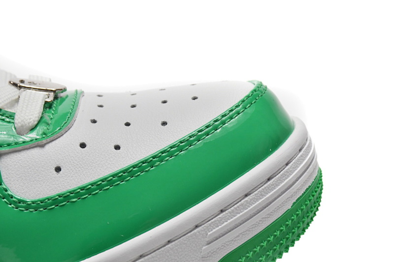 【AD1BP】白绿镜面 跑量款芭比猿猴低帮板鞋 1H70-191-001 A Bathing Ape Bape Sta Low White Green