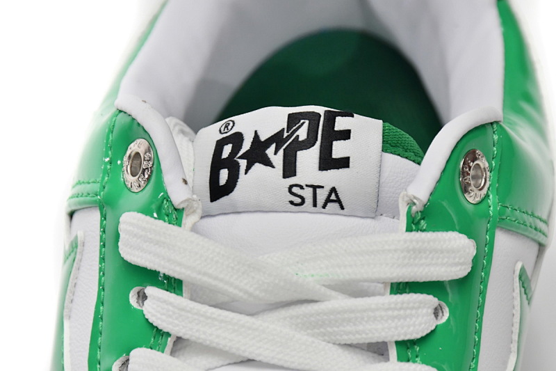 【AD1BP】白绿镜面 跑量款芭比猿猴低帮板鞋 1H70-191-001 A Bathing Ape Bape Sta Low White Green