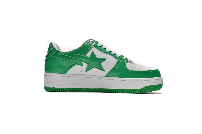 【AD1BP】白绿镜面 跑量款芭比猿猴低帮板鞋 1H70-191-001 A Bathing Ape Bape Sta Low White Green