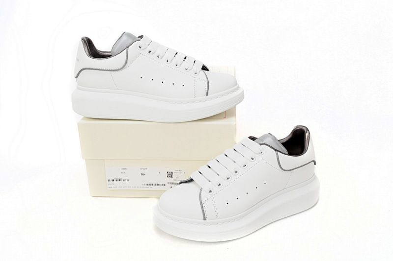 【CH1AP】3M银边 麦昆头层皮女神专属夏季小白鞋 Alexander McQueen Sneaker 3M Silver Edge