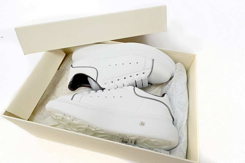 【CH1AP】3M银边 麦昆头层皮女神专属夏季小白鞋 Alexander McQueen Sneaker 3M Silver Edge