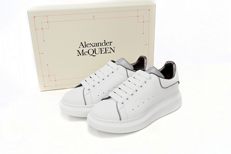 【CH1AP】3M银边 麦昆头层皮女神专属夏季小白鞋 Alexander McQueen Sneaker 3M Silver Edge
