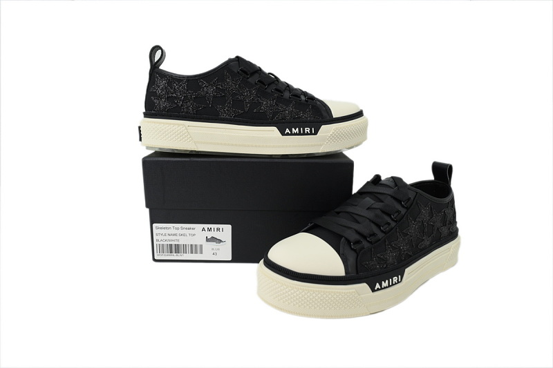 【DA7GZ】黑色亮片 骨头格力特 时尚休闲鞋 AMIRI Stars Court Diamond Black glitter