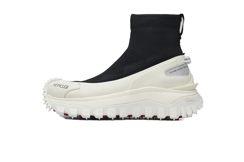 【CA3LJ】黑白 盟可睐 圆头套脚高帮户外运动着山系 J109A4M 00040 M3809 Moncler Trailgrip Leather Black And White