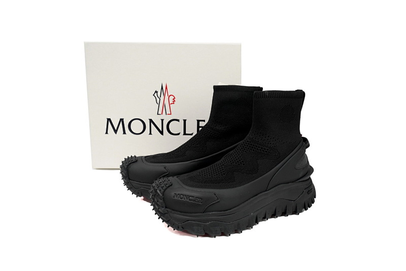 【CA1LJ】黑色 盟可睐 圆头套脚高帮户外运动着山系 J109A4M 00040M380 9999 Moncler Trailgrip Leather Black