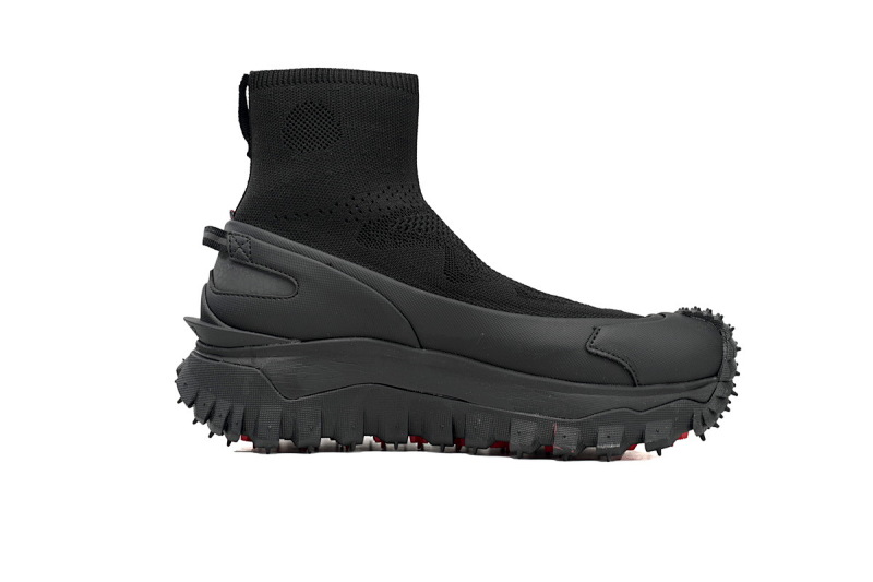 【CA1LJ】黑色 盟可睐 圆头套脚高帮户外运动着山系 J109A4M 00040M380 9999 Moncler Trailgrip Leather Black