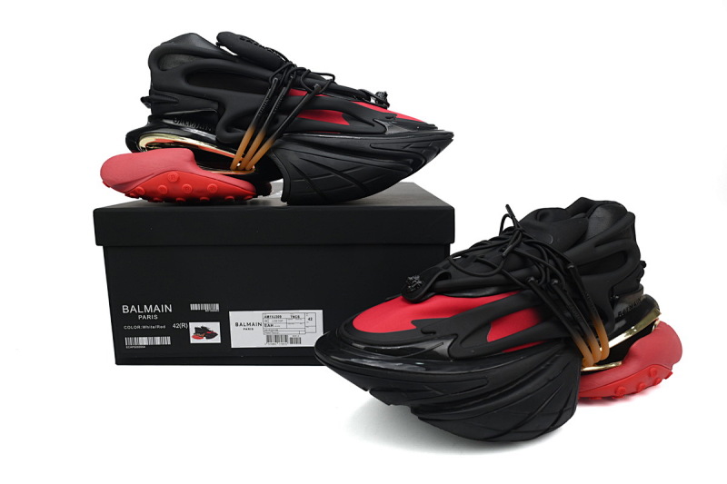【EA0LJ】黑红-17 巴尔曼子弹系列低帮运动休闲鞋 YM1VJ309 BALMAIN Multikolor Buty sportowe Black Red