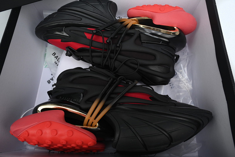 【EA0LJ】黑红-17 巴尔曼子弹系列低帮运动休闲鞋 YM1VJ309 BALMAIN Multikolor Buty sportowe Black Red