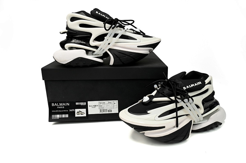 【EA0LJ】黑白-5 巴尔曼子弹系列低帮运动休闲鞋 YM1VJ309 BALMAIN Multikolor Buty sportowe Black And White