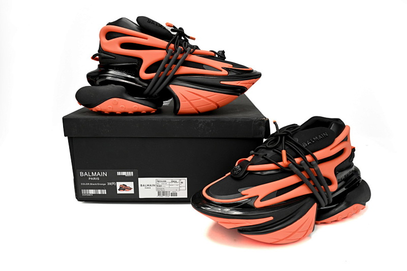 【EA0LJ】黑桔-9 巴尔曼子弹系列低帮运动休闲鞋 YM1VJ309 BALMAIN Multikolor Buty sportowe Black orange