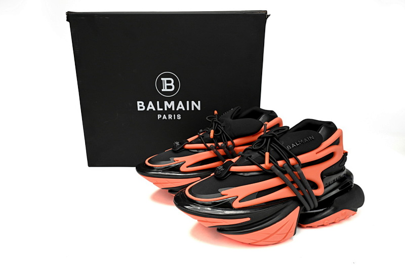 【EA0LJ】黑桔-9 巴尔曼子弹系列低帮运动休闲鞋 YM1VJ309 BALMAIN Multikolor Buty sportowe Black orange