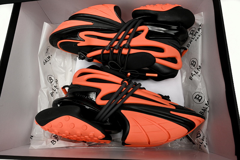 【EA0LJ】黑桔-9 巴尔曼子弹系列低帮运动休闲鞋 YM1VJ309 BALMAIN Multikolor Buty sportowe Black orange