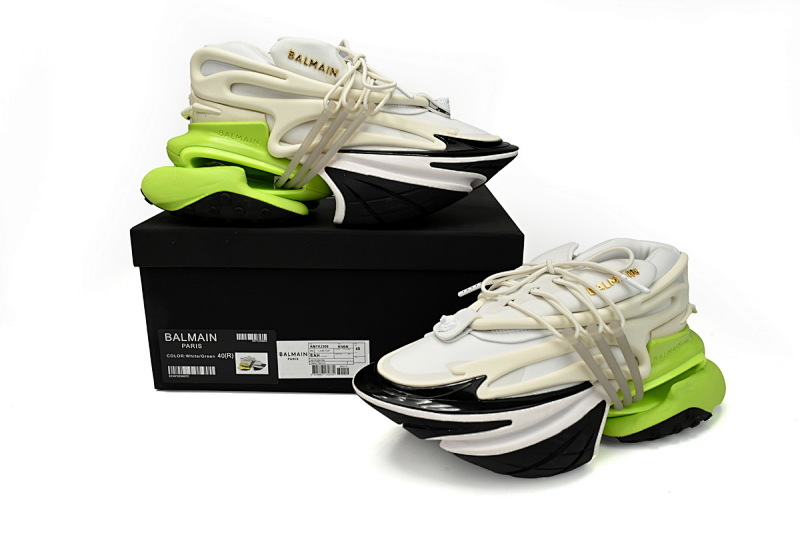 【EA0LJ】黑白绿-6 巴尔曼子弹系列低帮运动休闲鞋 YM1VJ309 BALMAIN Multikolor Buty sportowe Black, white, and green