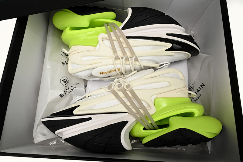【EA0LJ】黑白绿-6 巴尔曼子弹系列低帮运动休闲鞋 YM1VJ309 BALMAIN Multikolor Buty sportowe Black, white, and green
