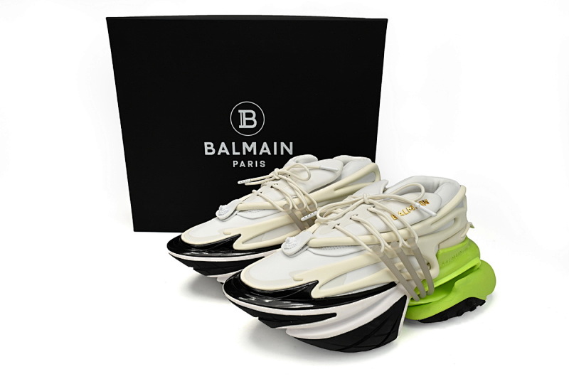 【EA0LJ】黑白绿-6 巴尔曼子弹系列低帮运动休闲鞋 YM1VJ309 BALMAIN Multikolor Buty sportowe Black, white, and green