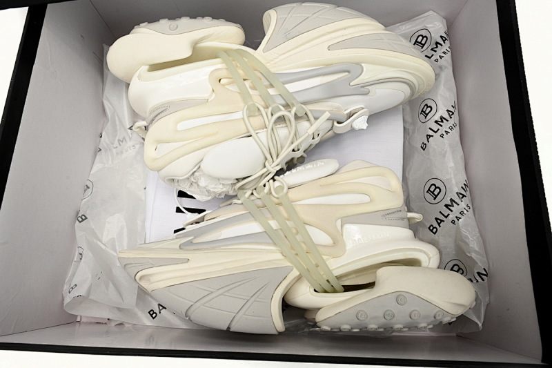 【EA0LJ】全白-2 巴尔曼子弹系列低帮运动休闲鞋 YM1VJ309 BALMAIN Multikolor Buty sportowe All White