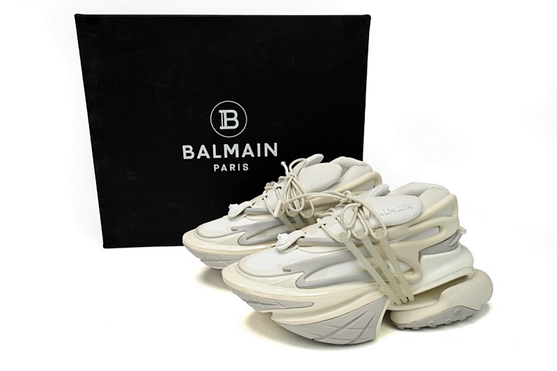 【EA0LJ】全白-2 巴尔曼子弹系列低帮运动休闲鞋 YM1VJ309 BALMAIN Multikolor Buty sportowe All White