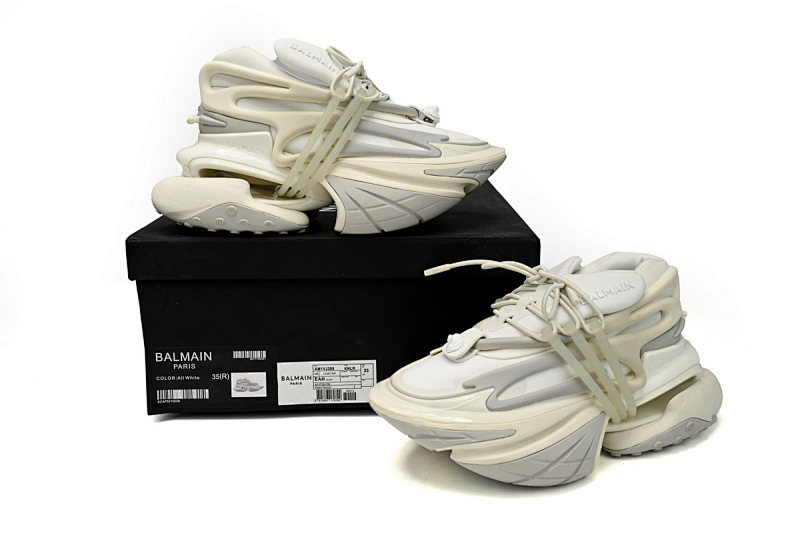 【EA0LJ】全白-2 巴尔曼子弹系列低帮运动休闲鞋 YM1VJ309 BALMAIN Multikolor Buty sportowe All White