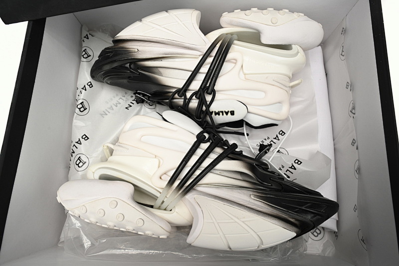 【EA0LJ】白黑-10 巴尔曼子弹系列低帮运动休闲鞋 YM1VJ309 BALMAIN Multikolor Buty sportowe White and Black