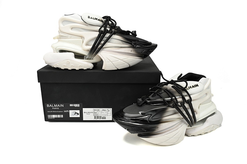 【EA0LJ】白黑-10 巴尔曼子弹系列低帮运动休闲鞋 YM1VJ309 BALMAIN Multikolor Buty sportowe White and Black