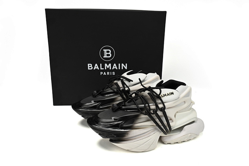 【EA0LJ】白黑-10 巴尔曼子弹系列低帮运动休闲鞋 YM1VJ309 BALMAIN Multikolor Buty sportowe White and Black