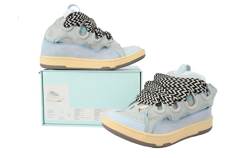 【EA1ET】蓝色 顶级版本浪凡运动鞋休闲面包鞋 LANVIN White Blue