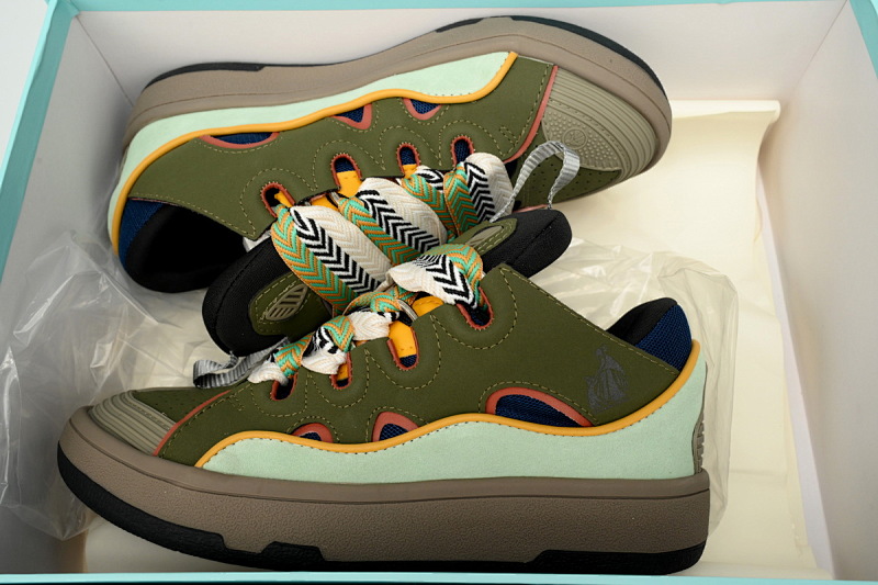 【CA1ET】仕女棕绿 浪凡运动鞋休闲鞋面包鞋 LANVIN White Ladies Brown Green