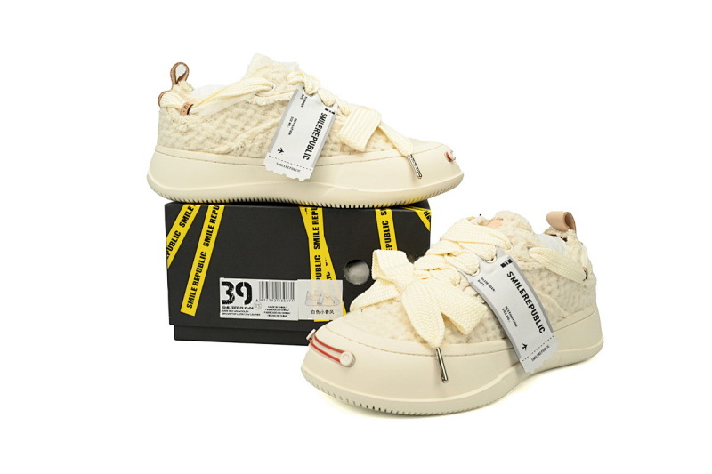 【BA3ET】粗呢绒白布 檀健次Smilerepublic 可替换开口笑 低帮帆布鞋