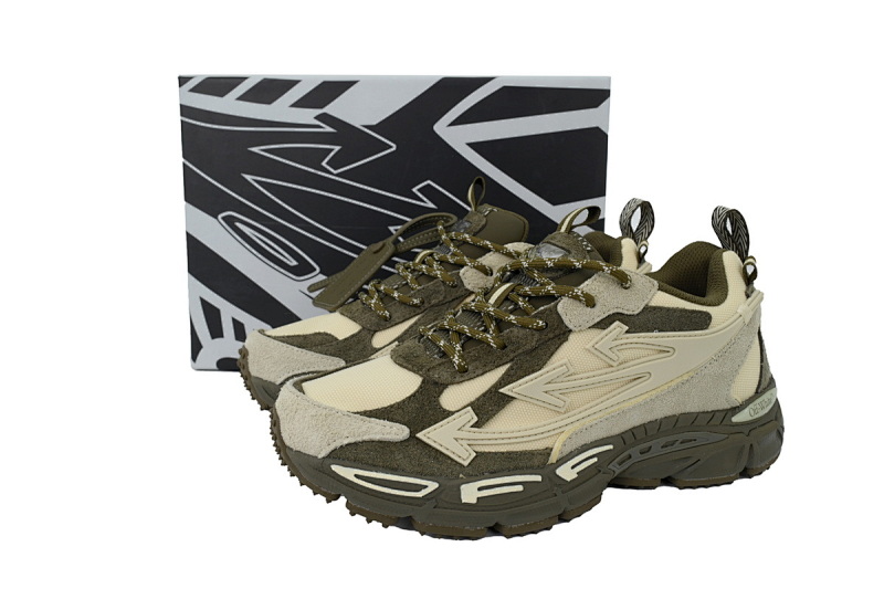 【CP3MI】灰绿 OFFWHITE跑鞋系列 OMIA295F25 LEA001 5717 FF-WHITE Out Of Grayish Green