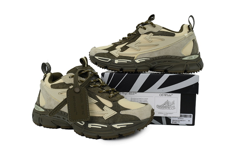 【CP3MI】灰绿 OFFWHITE跑鞋系列 OMIA295F25 LEA001 5717 FF-WHITE Out Of Grayish Green