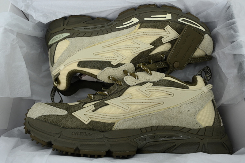 【CP3MI】灰绿 OFFWHITE跑鞋系列 OMIA295F25 LEA001 5717 FF-WHITE Out Of Grayish Green
