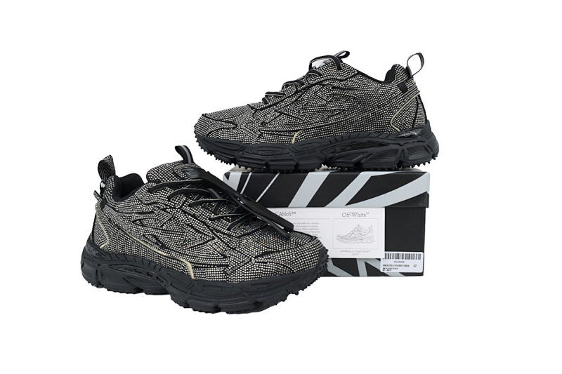 【DP3MI】黑色亮片 OFFWHITE跑鞋系列  OMIA189S21 LEA004 1001 FF-WHITE Out Of Black Glitter