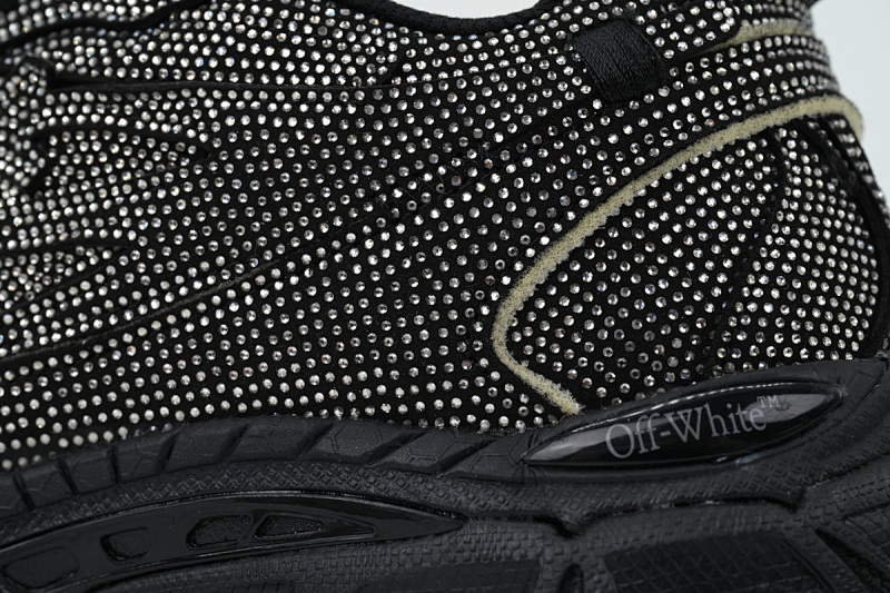 【DP3MI】黑色亮片 OFFWHITE跑鞋系列  OMIA189S21 LEA004 1001 FF-WHITE Out Of Black Glitter