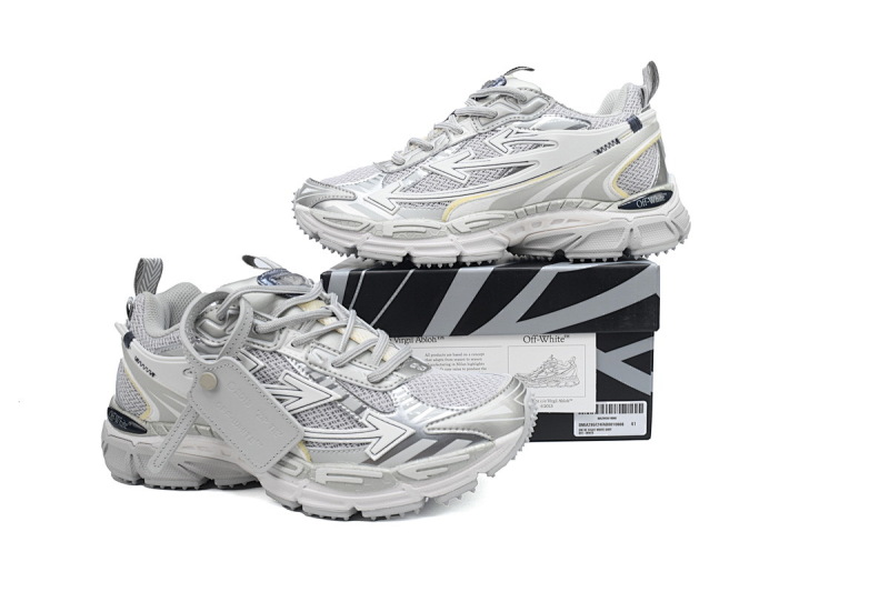 【CP3MI】白灰色 OFFWHITE跑鞋系列 OMIA295C99 FAB001 0972 FF-WHITE Military White Gray