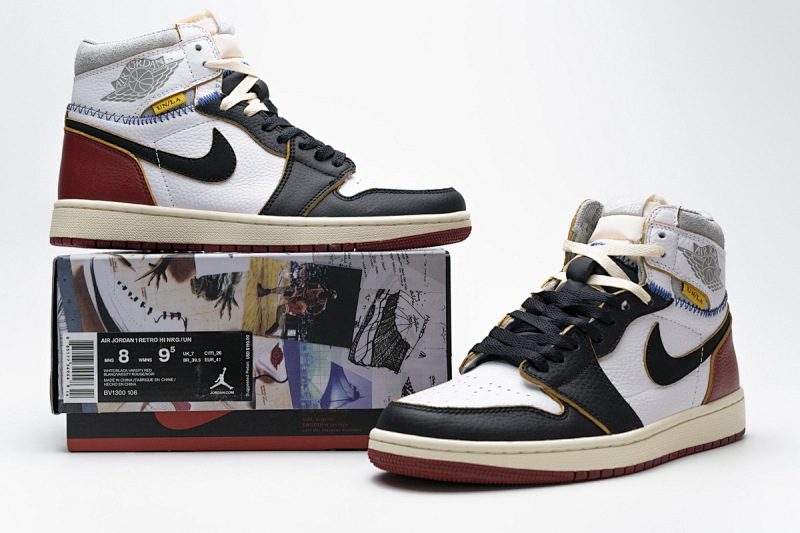 【DA0OW】拼接红 乔丹1代篮球鞋BV1300-106 Air Jordan 1 Retro High Union Los Angeles Black Toe