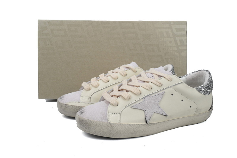 【CA0ET】闪银尾 GGDB 时尚休闲小脏鞋 Golden Goose Super Star 'Sparkling Silver Heel'