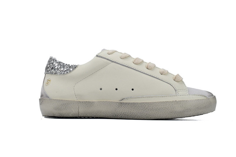 【CA0ET】闪银尾 GGDB 时尚休闲小脏鞋 Golden Goose Super Star 'Sparkling Silver Heel'