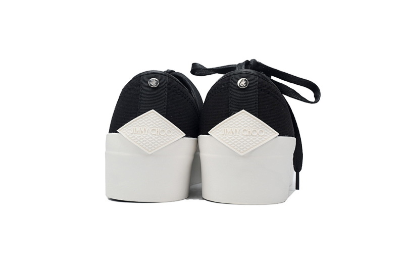 【CA7XP】女款黑色 吉米周板鞋Women's Jimmy Choo Palma Maxi Black and Latte Canvas Platform Trainers